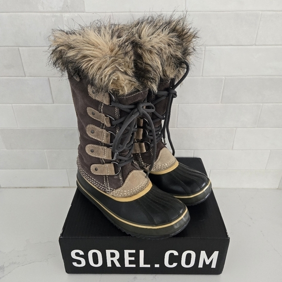 Sorel Joan Of Arctic Brown Tan Waterproof Winter Insulated Snow Boots Size 7 - Picture 1 of 9